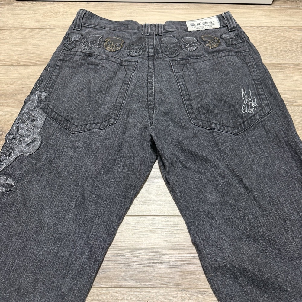 Vintage Y2K Jeans Mens 36x32 Dragon Wide Leg Baggy Skater Skulls Punk JNCO Style